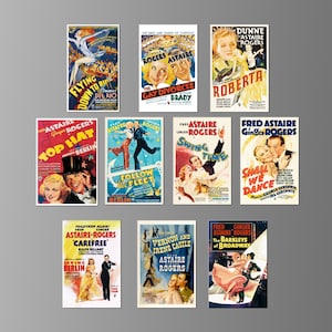 Fred Astaire und Ginger Rogers 1930er und 1940er Jahre Musical-Komödien Filmposter auf Magneten. Zehn verschiedene Auswahlmöglichkeiten.