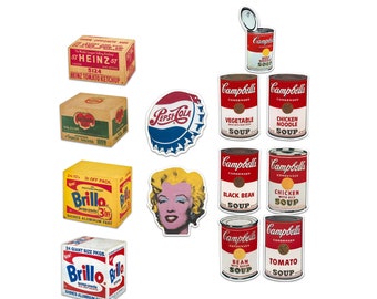 Andy Warhol Artworks on Vinyl Stickers, Decals. Glossy, Waterproof Paper. Set of all 13. (Set Nº 1)