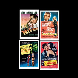 Cartões postais clássicos de filme noir, papel de arquivo fosco ou brilhante de 4"x6". Conjunto Nº 2