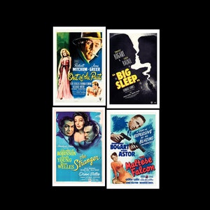 Cartões postais clássicos de filme noir, papel de arquivo fosco ou brilhante de 4"x6". Conjunto Nº 4