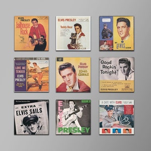 Elvis Presley Record Album Covers on Refrigerator Magnets, Nine Different Choices.
