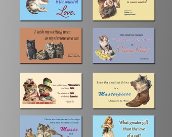 Cat Quotes Refrigerator Magnets. Eight Different Choices. (Set Nº 1). Cat Lovers, Cat Expression, Cat Sayings, Cat Captions.