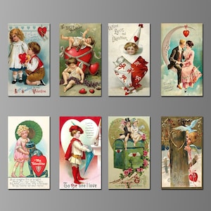 vintage de la Saint-Valentin magnets pour réfrigérateur. Huit choix différents. (Set Nº 1) Cupidon, romance, amour, amoureux