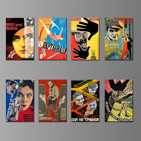 Soviet Avant-Garde Movie Posters on Magnets. Soviet and Russian history. Eight Different Choices (Set Nº 2)