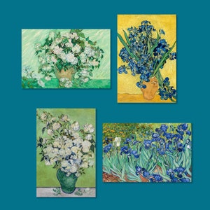 Postales de arte de Vincent Van Gogh. Postimpresionismo, papel de archivo mate o brillante de 4" x 6". Miniaturas. Cuatro opciones diferentes o juego. (Juego n.º 1)