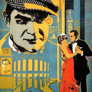 May include: A vintage movie poster for the film "Wandering Stars" (Bluzhdayushchie Zvezdy) in Russian. The poster features a man in a cap, a couple dancing, and the text "Sorel Gold" and "Zigare" in the background.
