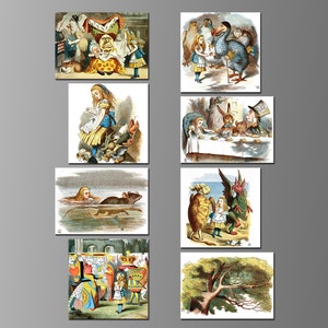 Alice in Wonderland by Sir John Tenniel Refrigerator Magnets. Colored Illustrations from The Nursery Alice by Lewis Carroll. (Set Nº 1)