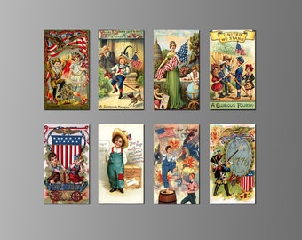 Vintage 4th of July Refrigerator Magnets, Independence Day, US Patriotic Holiday, Fourth of July, Americana, 1776.  (Set Nº 2)