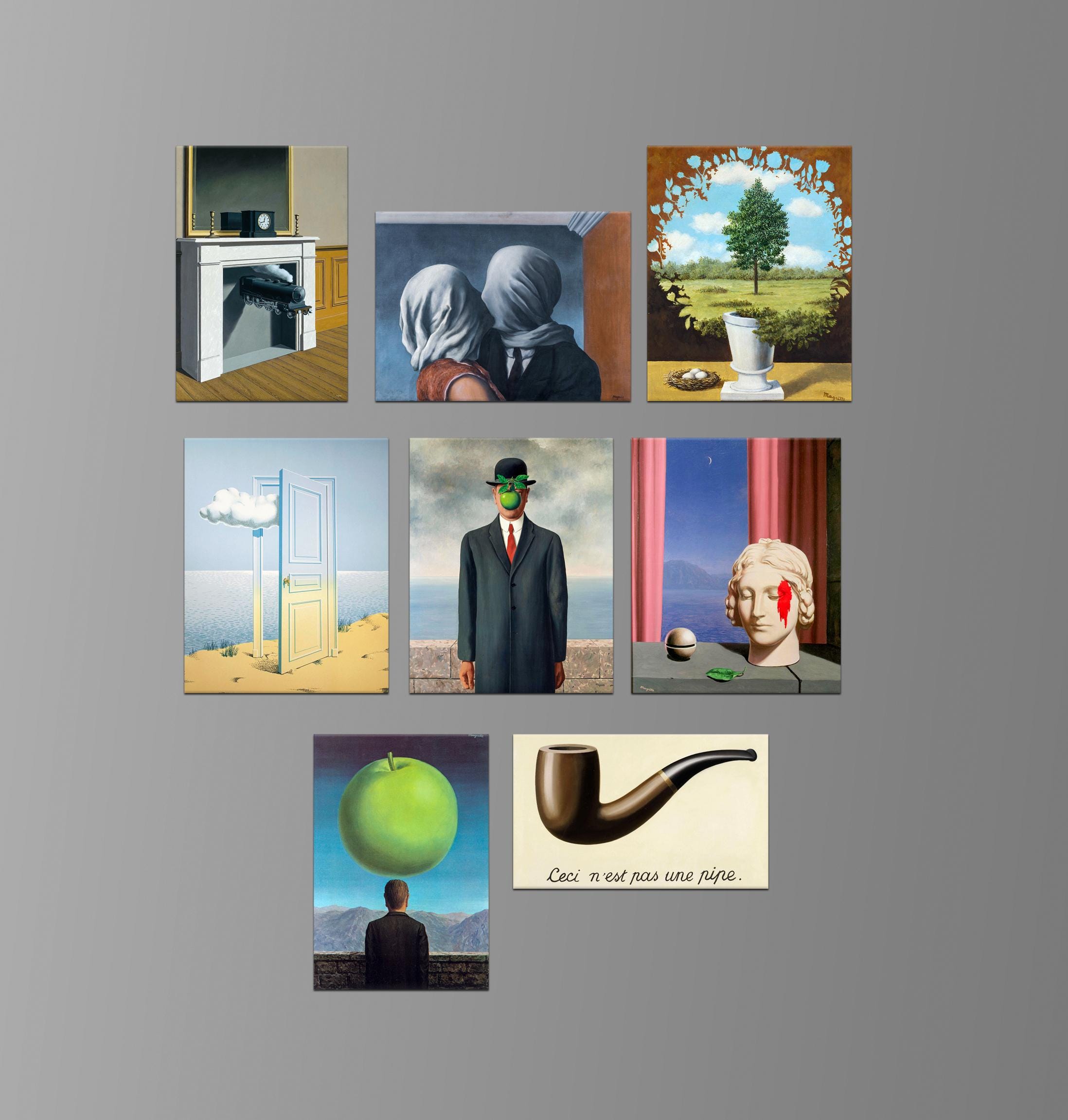 René Magritte, Refrigerator Magnets. Eight Different Choices. (set