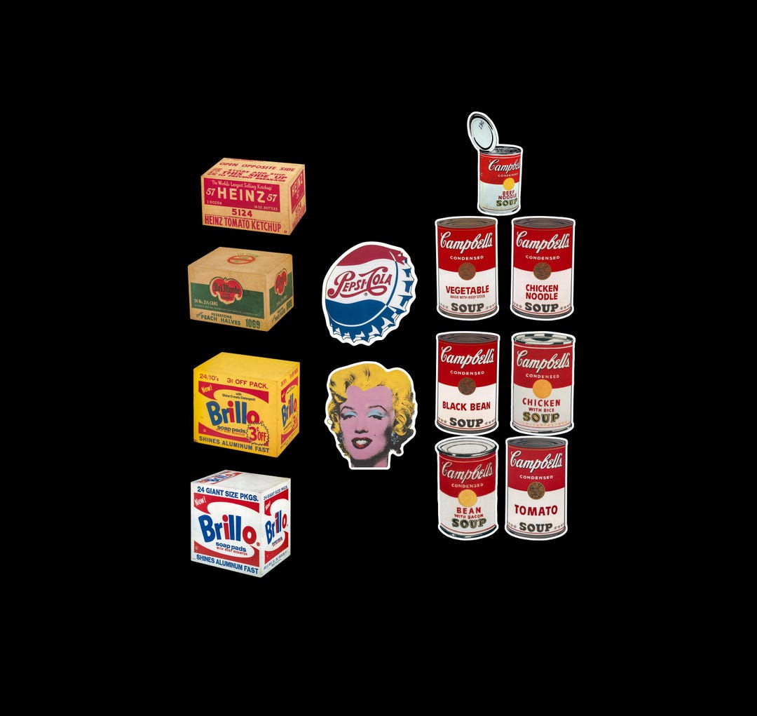 Andy Warhol Artworks on Vinyl Stickers, Decals. Glossy, Waterproof ...