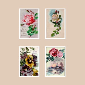 Vintage Geburtstags-Postkarten, 10x15 cm, auf Glanzpapier oder mattem Archivpapier.