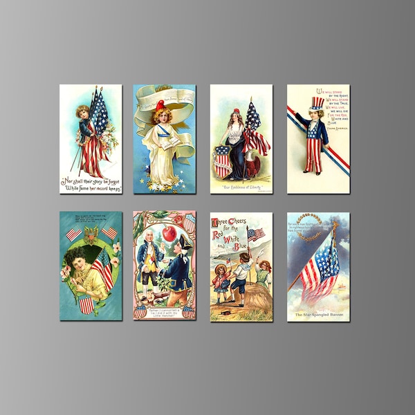 Vintage US Patriotic Refrigerator Magnets, Stars and Stripes, Americana, Freedom, Liberty, 1776, US History, US Flag.  (Set Nº 1)