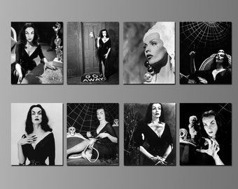 Vampira Black & White Images on Magnets. Maila Nurmi, Horror, Vintage, Macabre. Eight Different Choices. (Set Nº 2)