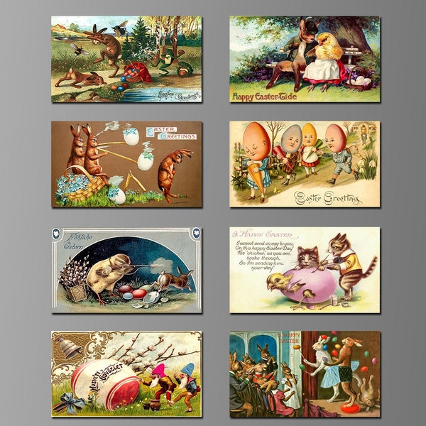 Vintage Easter Refrigerator Magnets. Images from Various Countries. Hungarian, German and English Languages (Set Nº 7)