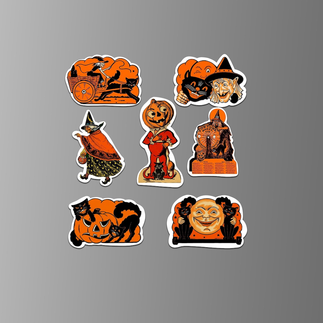 Retro Halloween Decorations on Refrigerator Vintage Images