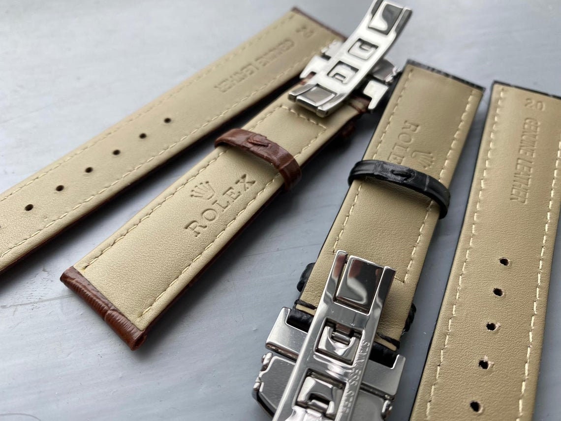 ROLEX 18mm/20mm Black/Brown Genuine Leather watch strap | Etsy