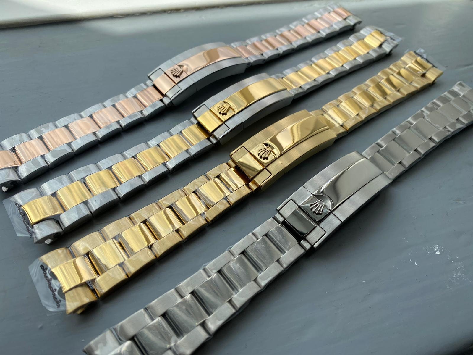 20mm Rolex Daytona, Submariner, Explorer II Datejust and GMT Master with 20mm lug 4x color Bracelet rolex 2/tone gold plated/stainless steel