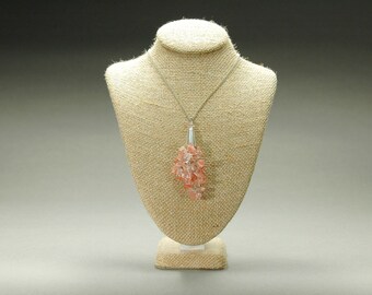 Cherry quartz cluster necklace