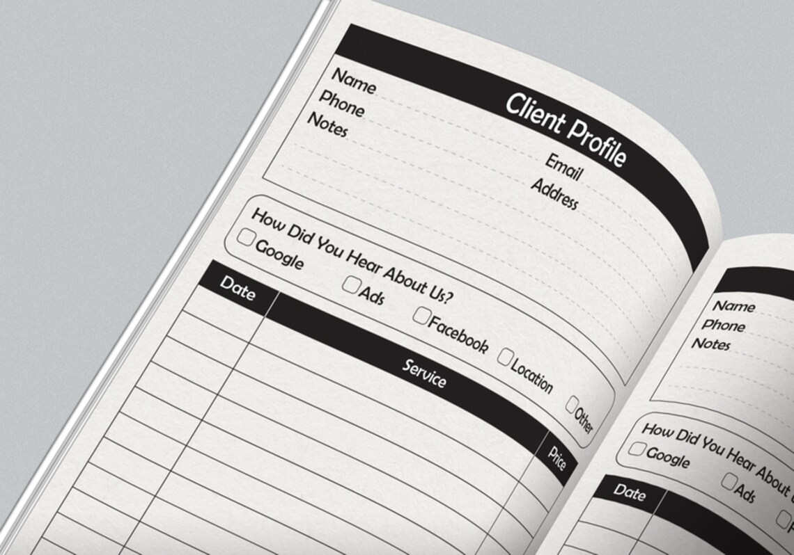 Client Record Book Kdp Interiors Size 8.5 x 11 Inch Etsy