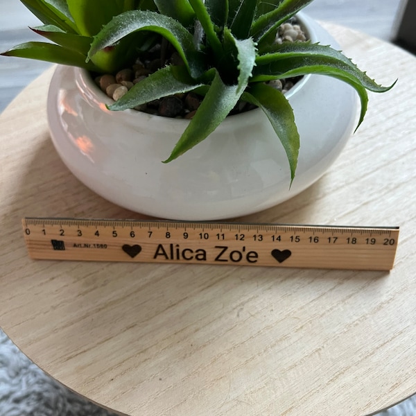 Holz Lineal personalisiert 20 cm Schreibwaren