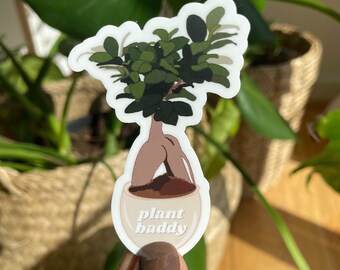 Plant "Baddy" Sticker, Plant Mom sticker, Vinyl Die Cut Sticker, House Plant Sticker, Plant Sticker, Weatherproof Sticker, Laptop Sticker