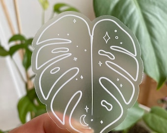 Celestial Monstera Vinly Sticker, Plant Mom Sticker, Vinyl Die Cut Sticker, House Plant Sticker, Plant Sticker, Weatherproof Sticker