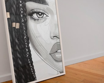 Modern Black Girl Wall Decor, Cool Girl Art, Printable Black Owned Art (Digital Download)