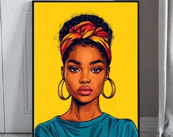 Afrocentric Black Girl Wall Art, African American Culture Print (Digital Download)