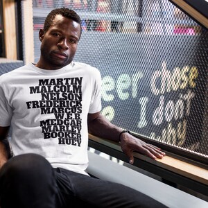 EXTRAORDINARY BLACK MEN Unisex T-Shirt Malcolm X Martin Luther King Medgar Evans Marcus Garvey Huey P Newton Bob Marley Mandela