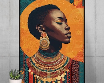 Afrocentric Wall Art, Black Art Prints, Black Woman Art, Black Girl Wall Art, African Wall Art, African American Art, Abstract Black Art