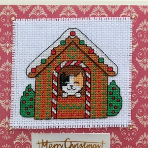 Christmas Gingerbread House Cat Cross Stitch Pattern Instant Download PDF