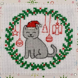 Christmas Ornament Cat Cross Stitch Pattern Instant Download PDF