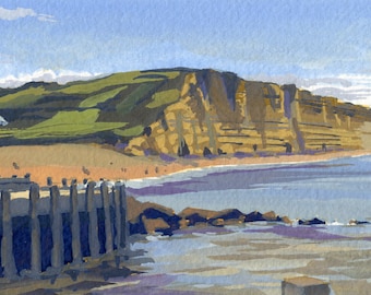 A4 Giclee print - 'West Bay' - a faithful reproduction of my original gouache painting of this Dorset icon on the Jurassic Coast