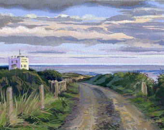 Evening Walk, Lloyd's lane - Lizard Village, Cornwall - original painting in gouache (watercolour)