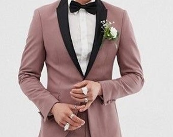 Pink tuxedo lycra two piece suit for men | Wedding suit for men |Groom suit | Grooms men suit | Prom suit | Wedding suit | Boys suit