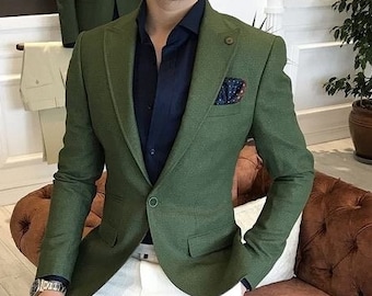 Green coloured blazer for men | Jacket for men | Coat for men | Casual jacket | Boys blazer Grooms men jacket | Prom wear | Blazer men