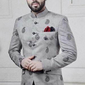 Dark grey deals jodhpuri suit