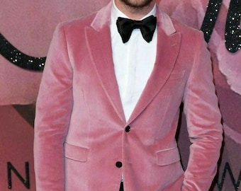 Mens pink velvet suit best sale