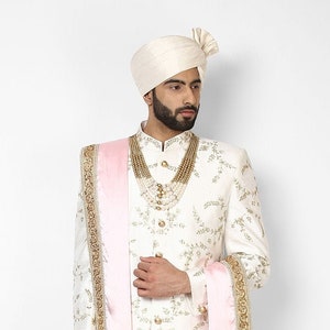 White hand embroidered men sherwani suit | Indian mens ethnic designer  sherwani | Groom suit | Wedding suit men | African men suit