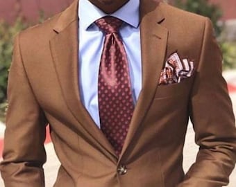 Bruin tweedelig pak vest voor mannen Bruiloft pak jas voor mannen Bruidegom pak Bruidegoms mannen pak Jongens pak Afrikaanse mannen trouwpak Mannen pak winkel