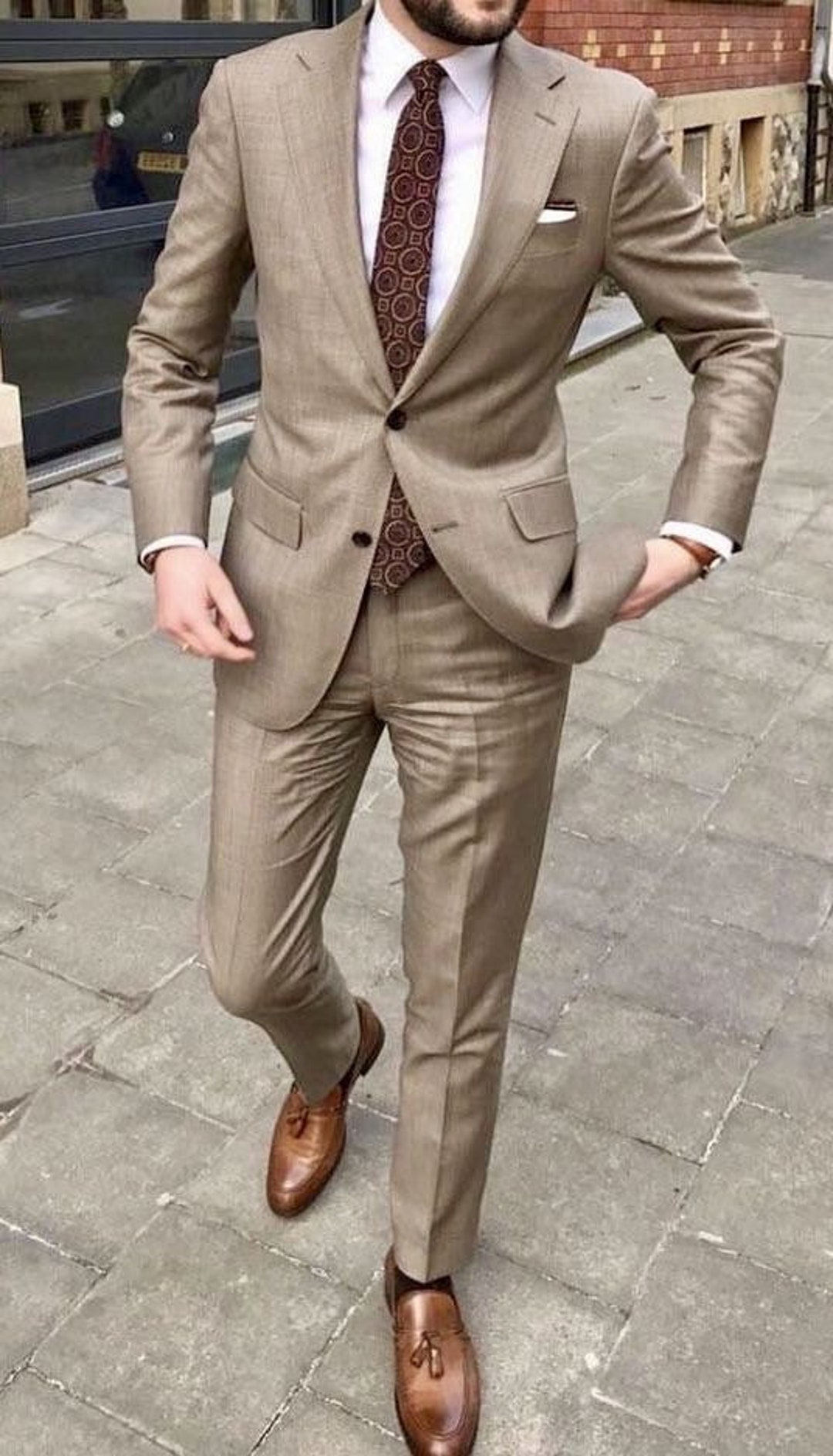 Pawin | Exploring a Solaro Suit (beige suit) with color “green”, let  pictures speak for itself. Not all green works with beige suit, when i... |  Instagram