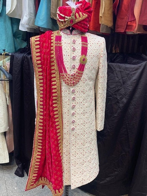 Ivory Embroidered Sherwani Set Groom Sherwani Men Kurta Sherwani Set Sherwani for Boys Sherwani for Wedding Men Designer Sherwani Etsy Denmark