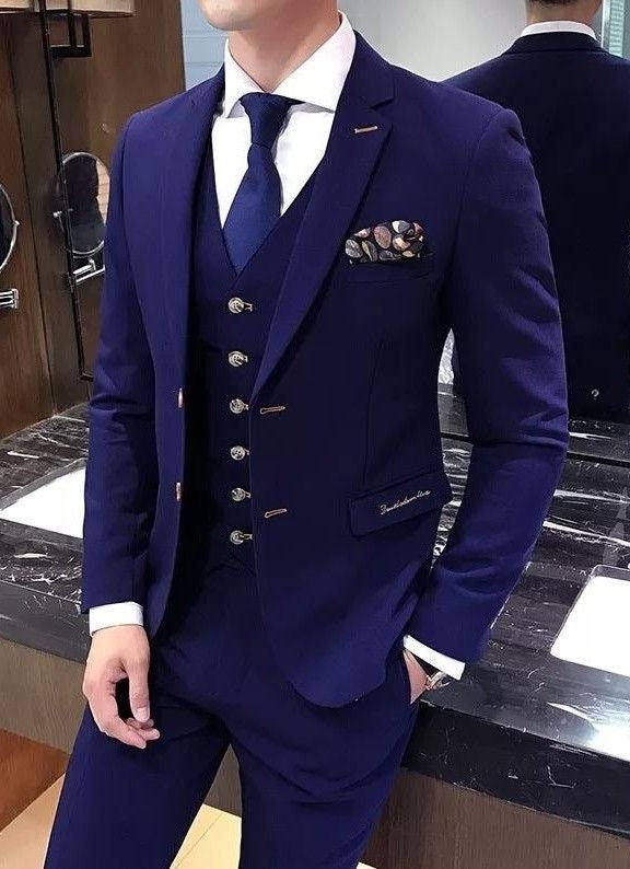 Royal Blue Groom Three Pieces Suit for Men Suit for Groom - Etsy