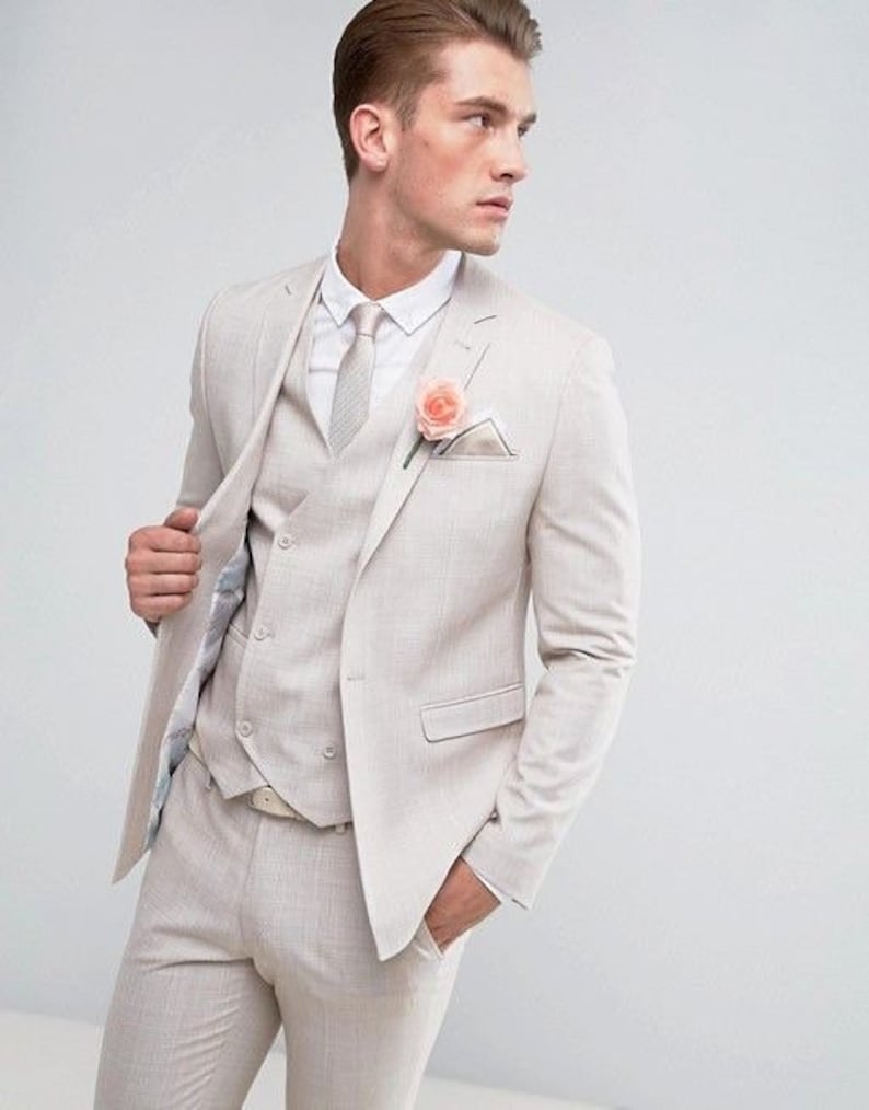 Ivory Groom Three Pieces Suit for Men Wedding Suit for Men Groom Suit ...