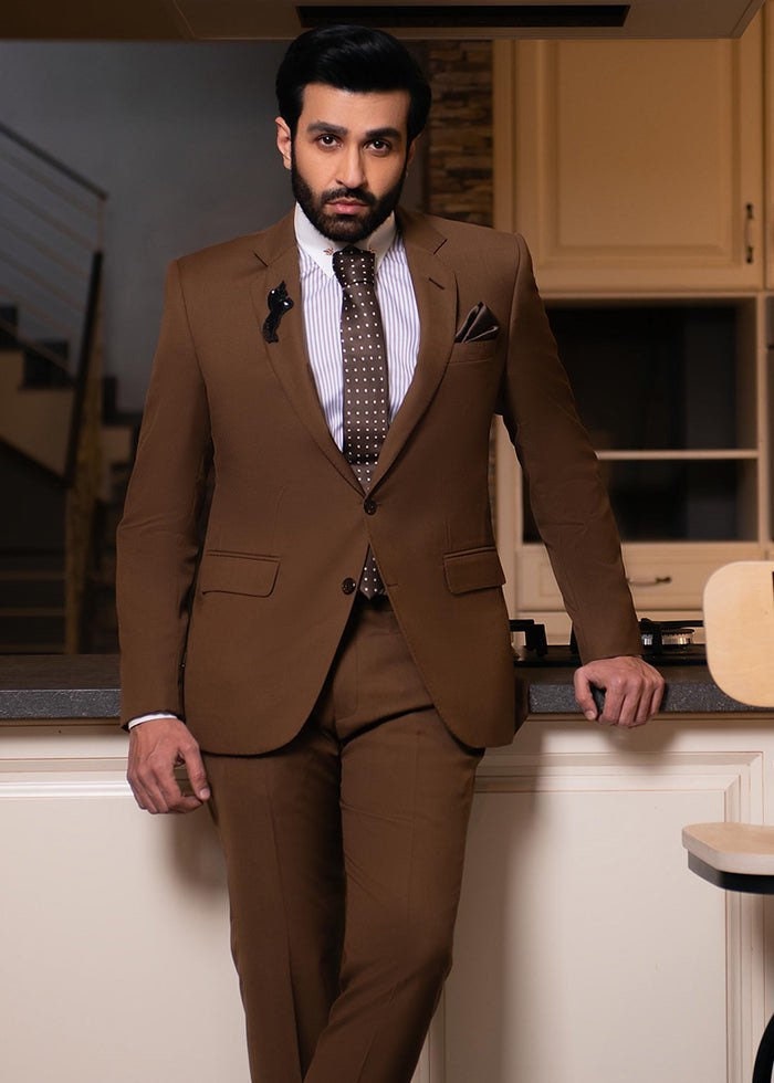 Brown Regular Fit 2 Piece Suit
