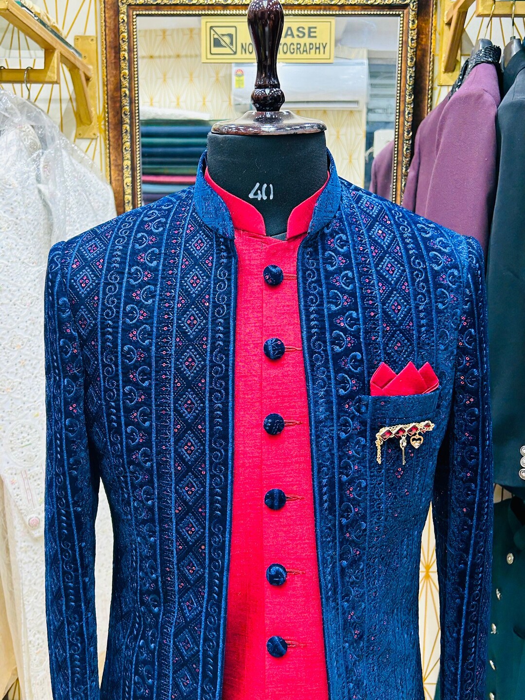 Shrug Style Indowestern Suit With Labada and Pants for Wedding ...