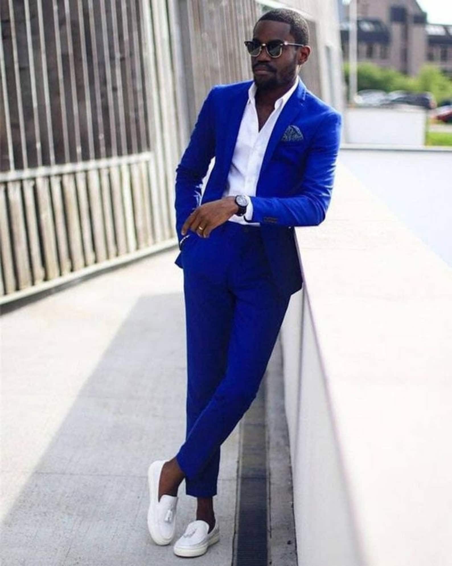 Royal Blue Two Piece Suit Vest for Men Wedding Suit Jacket for Men ...