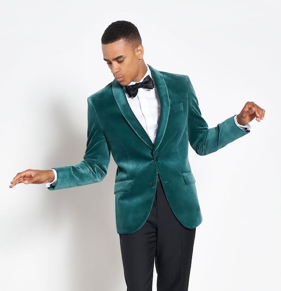 Blazer de terciopelo verde azulado para hombre / Chaqueta para hombre /  Chaqueta de terciopelo para boda Blazer de niño / Blazers para novios Ropa  de graduación para hombres -  México