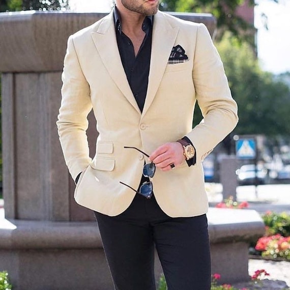 Ivory coloured blazer for men | Jacket for men | Coat for men | Casual jacket | Boys blazer Grooms men jacket | Prom wear | Blazer men