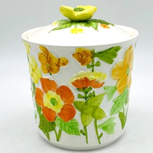 Vintage Lefton Floral Canister with Flower Knob #308
